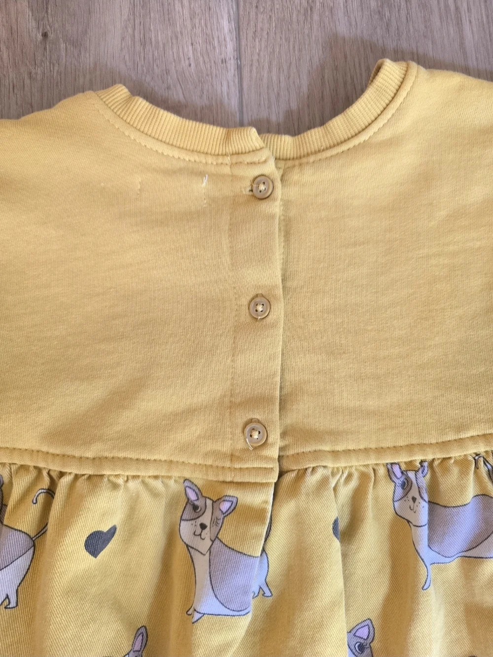 next Mustard Yellow Dog Print Long Sleeve Dress Size 3-4yrs